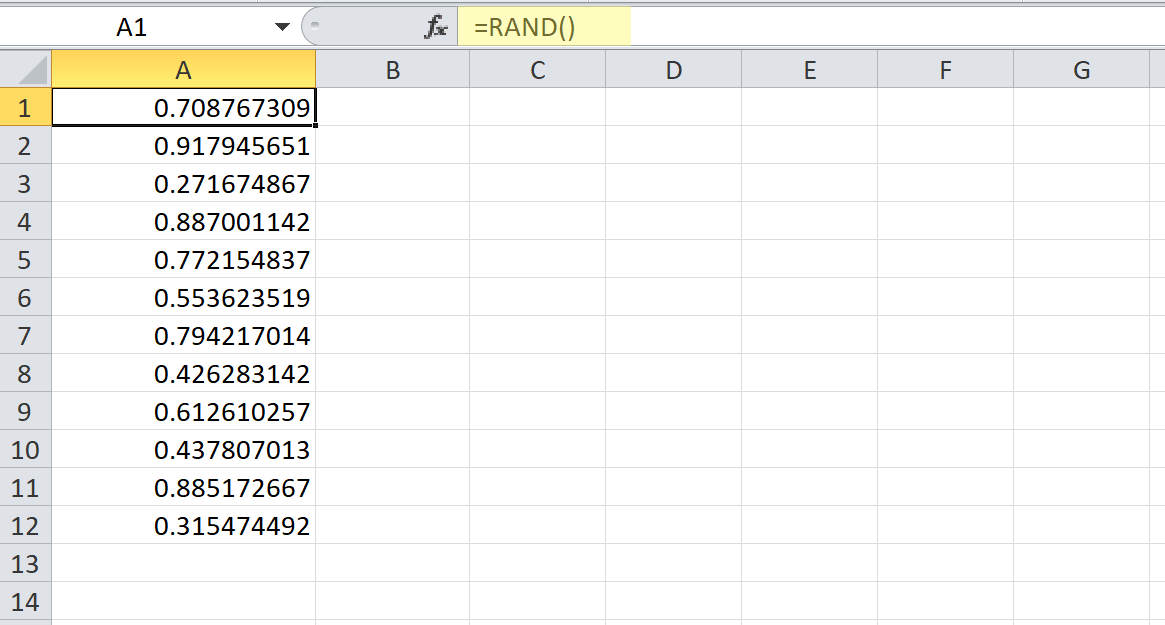 excel rand function