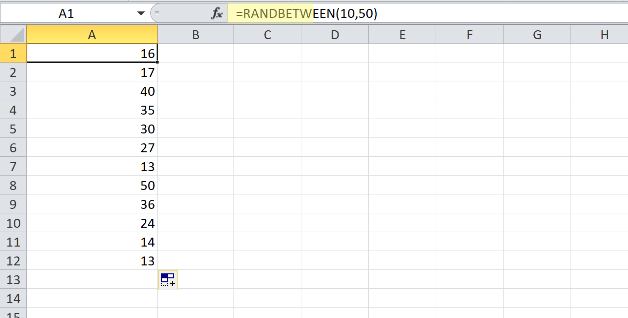 excel randbetween function